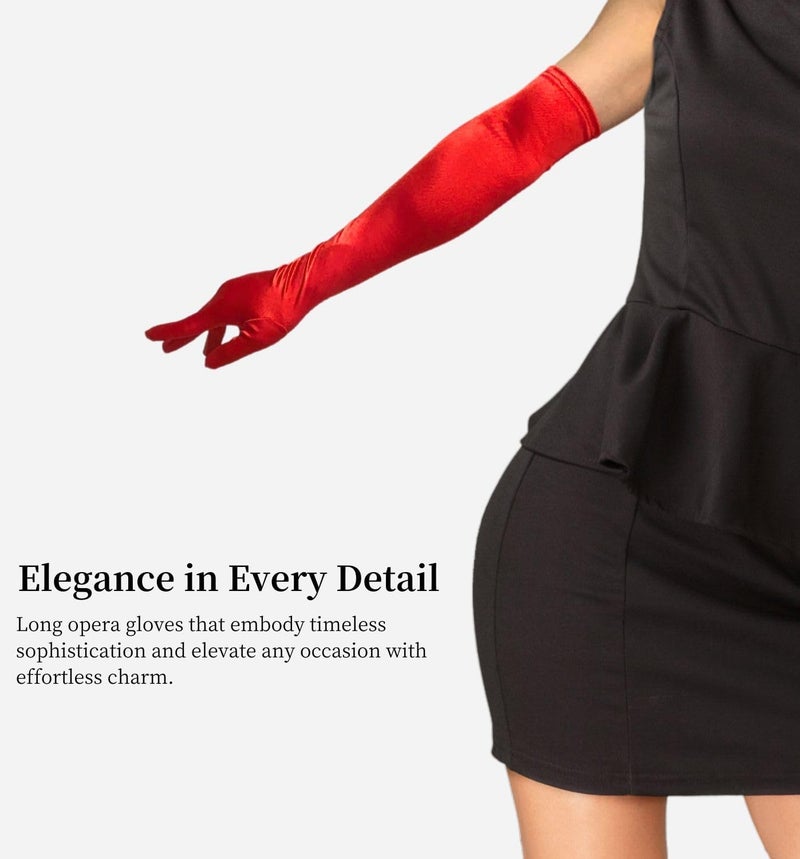 MD Style Long Opera Gloves for Women - 20s Party Costume - Elbow Length Tea Party Satin Gloves - Princess Accessories - Image 2